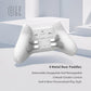 White game controller with rear metal paddles and textured grip handles