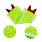Neon green chenille mop pad refill with red clips and woven backing