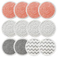 Mixed steam mop pad set: orange, white striped, and gray scrubbing circles