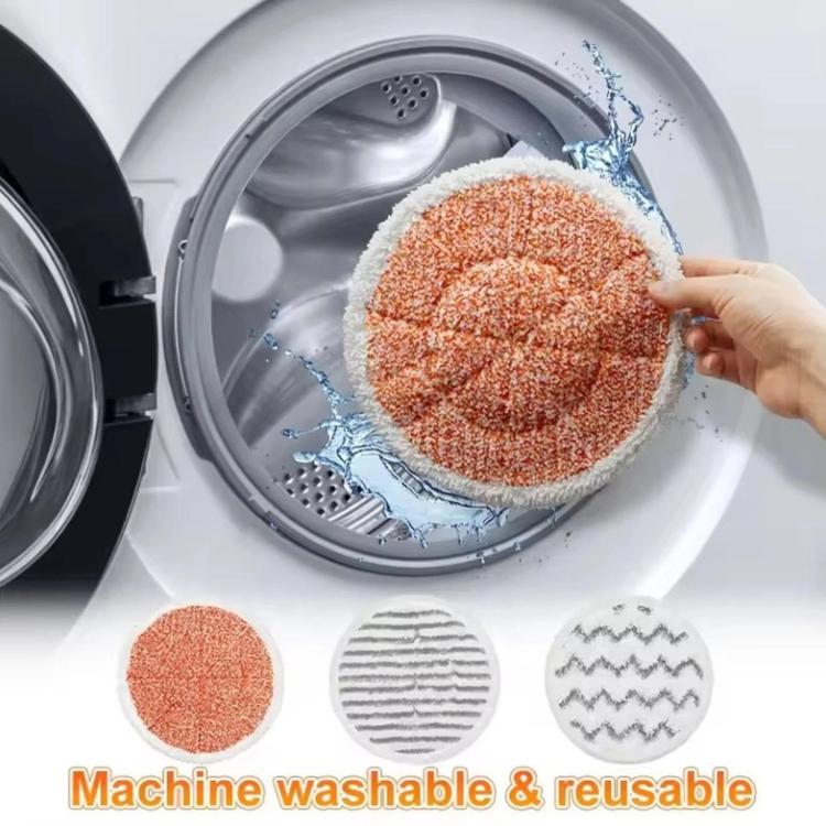 Orange steam mop pad with scrubbing texture, circular microfiber replacement
