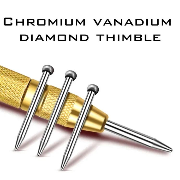 Set of center punch tools with gold handles and multiple pointed tips