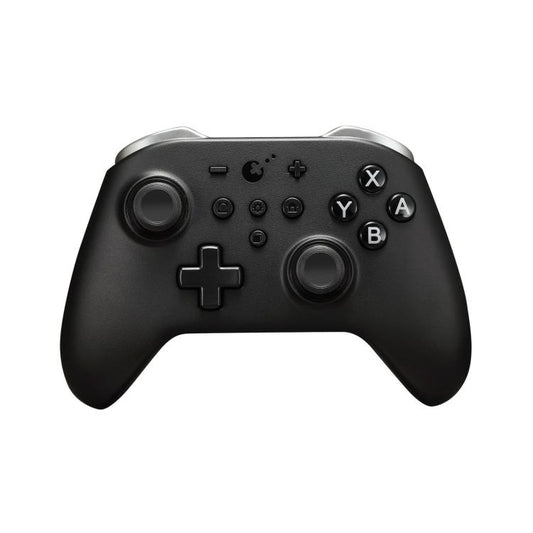 Black wireless game controller with two analog sticks, D-pad, and face buttons