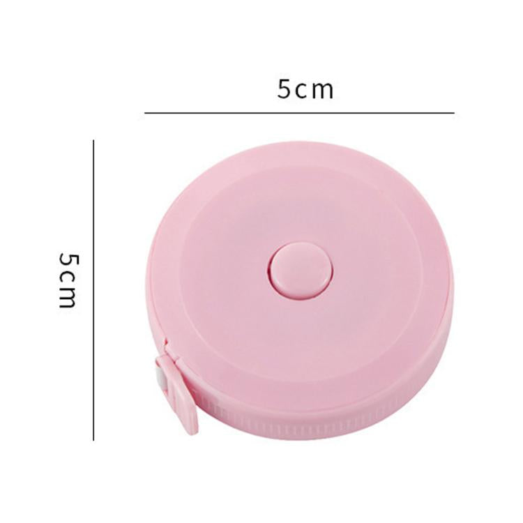 Pink mini retractable tape measure case with 5 cm width, single-button top