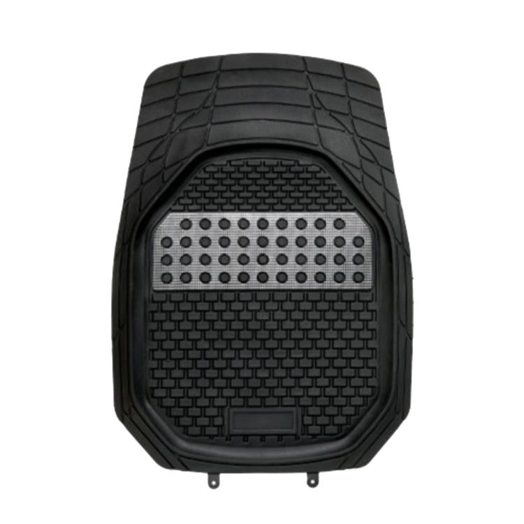 Silicone car floor mat with molded border and grid-texture anti-slip surface