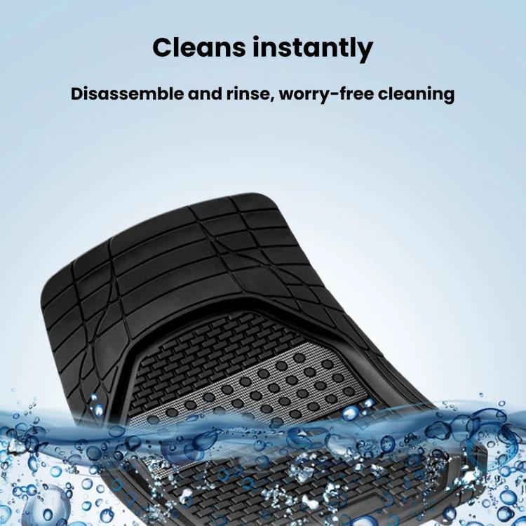 Silicone car floor mat with water-beading surface and raised anti-slip ridges