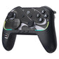 Black wireless game controller with ABXY buttons, twin analog sticks, and light accents