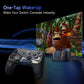 Wireless game controller with phone and handheld screens showing a game scene