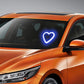 Solar heart-shaped car ambient light with blue neon heart glow