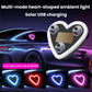 Heart-shaped car ambient light displaying neon heart colors in one set