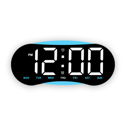 Curved LED Digital Wall Clock Large Display Desk Clock with Ambient Night Light, Day Date Temperature Dimmable for Bedroom Office