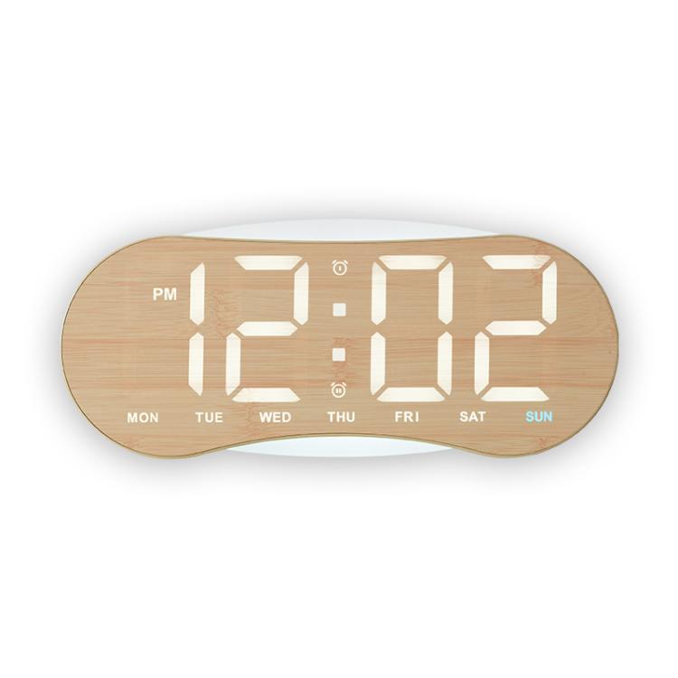 Curved LED Digital Wall Clock Large Display Desk Clock with Ambient Night Light, Day Date Temperature Dimmable for Bedroom Office