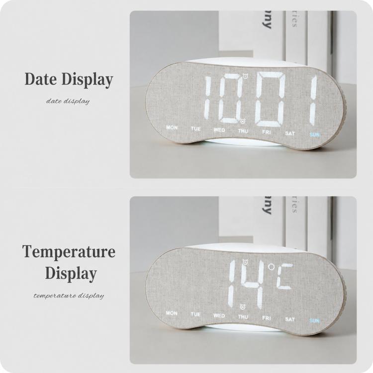 Curved LED Digital Wall Clock Large Display Desk Clock with Ambient Night Light, Day Date Temperature Dimmable for Bedroom Office