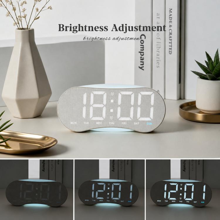 Curved LED Digital Wall Clock Large Display Desk Clock with Ambient Night Light, Day Date Temperature Dimmable for Bedroom Office