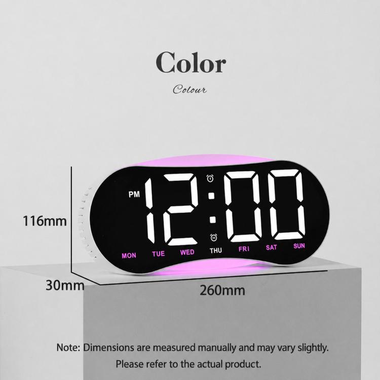 Curved LED Digital Wall Clock Large Display Desk Clock with Ambient Night Light, Day Date Temperature Dimmable for Bedroom Office