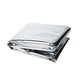Folded silver emergency thermal blanket, compact rectangular bundle
