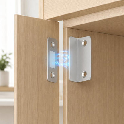 Stainless L-shaped magnetic door stopper plates with mounting holes