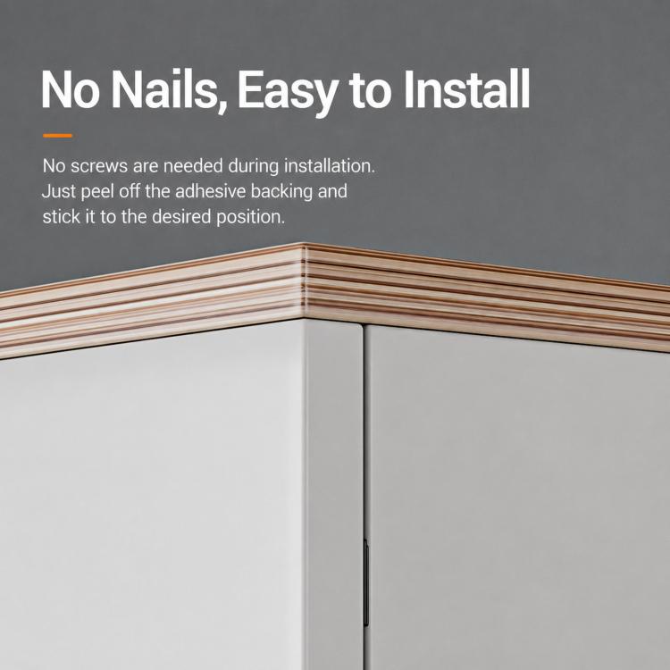 Silver magnetic door stopper plates on door corner with adhesive-backed placement