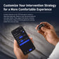 Hands holding smart anti-snoring device controller and companion smartphone app