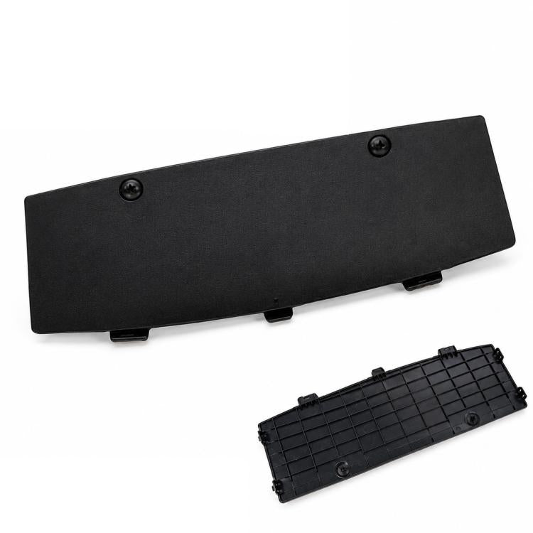 Black rear bumper underbody cover with mounting tabs and two visible screw holes