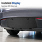 Installed black rear bumper lower guard cover on a Tesla Model 3 rear bumper area