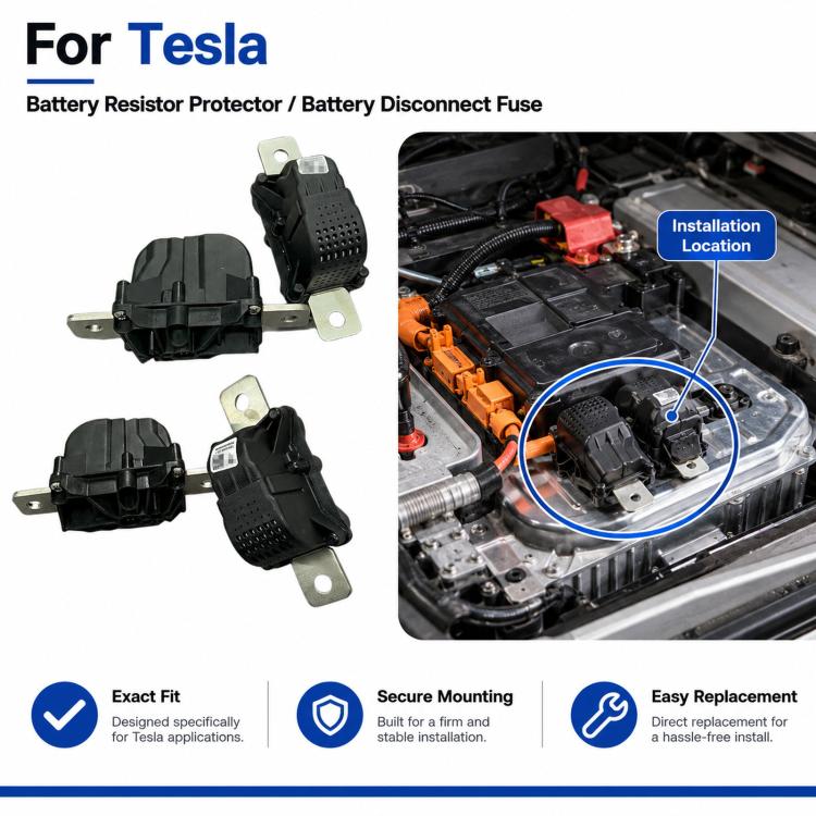 Battery disconnect fuse assembly with black housing and mounting brackets, shown in package