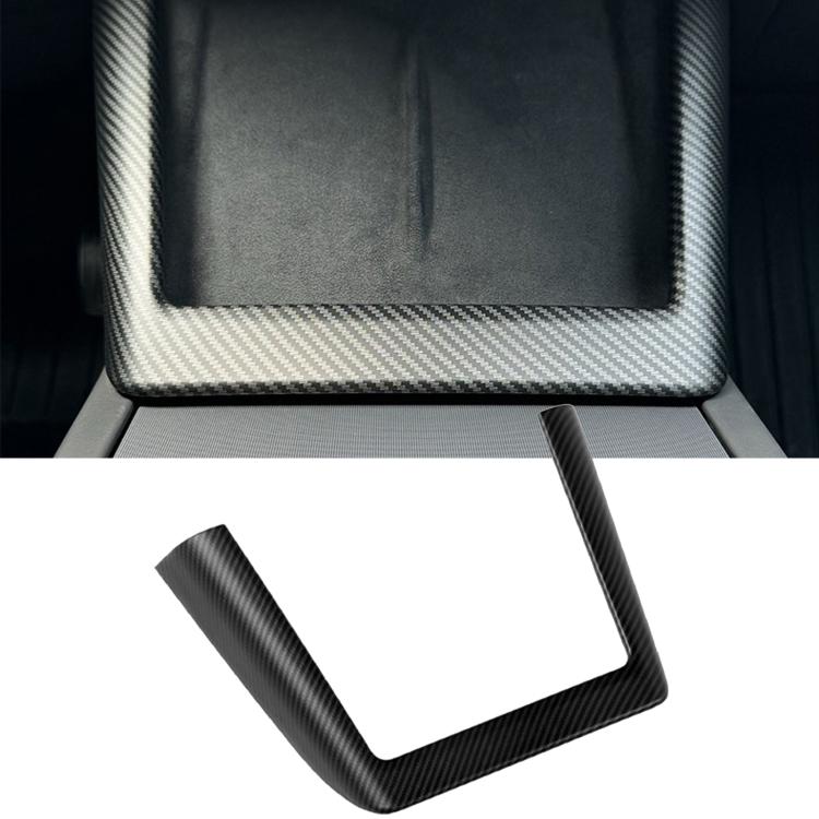 U-shaped wireless charger bezel trim, dark carbon fiber pattern finish