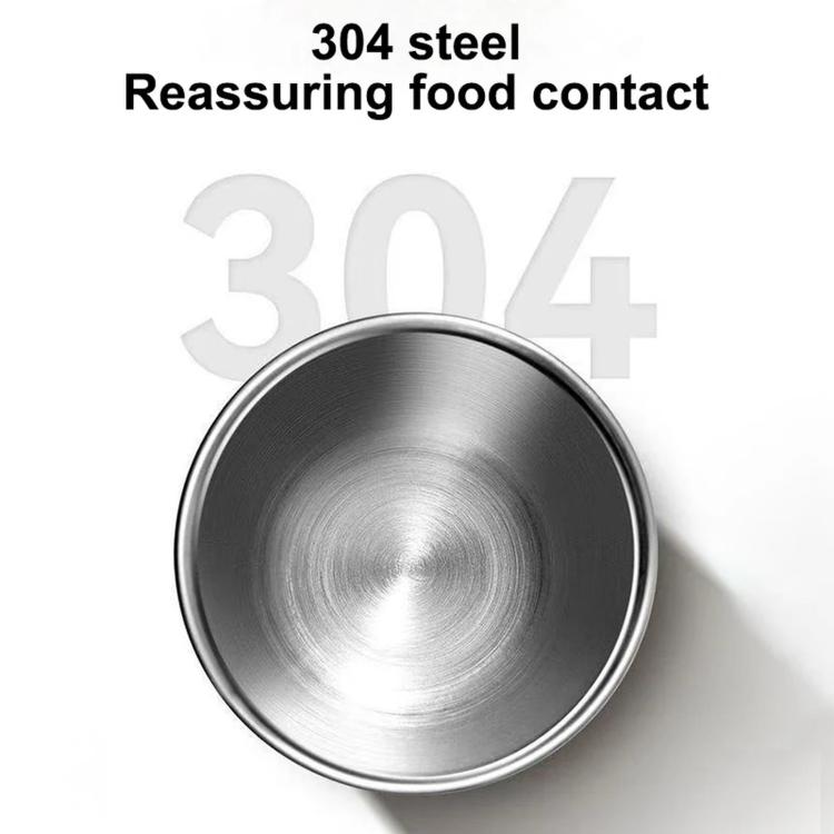 304 stainless steel mini sauce cup with brushed interior, top view