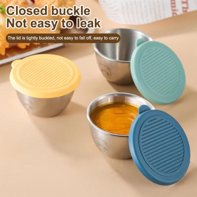 Mini sauce cup set with closed silicone lids, arranged for easy carry