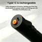 Black silicone LED light tube end with Type-C port and orange button