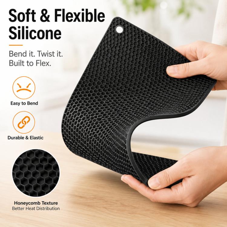 LsCook Silicone Honeycomb Table Mat Insulated Non-Slip Waterproof Coaster, No. 7 Square