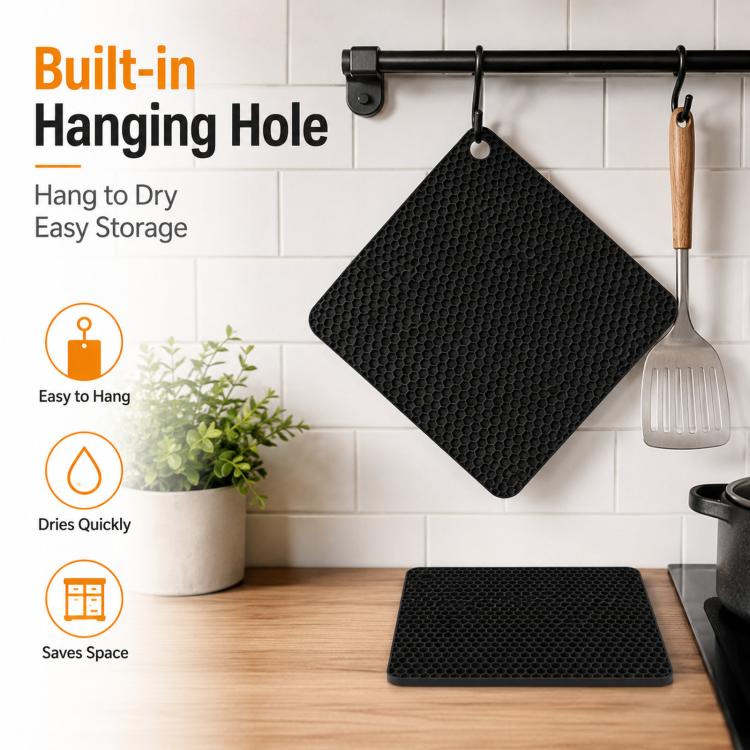 LsCook Silicone Honeycomb Table Mat Insulated Non-Slip Waterproof Coaster, No. 7 Square