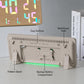 White digital wall clock back panel with wall-mount hole, stand, and battery compartment