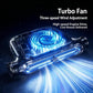 Black turbo-style USB car seat fan with visible airflow effects