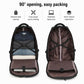 Black rolling backpack with 90-degree opening and visible interior compartments.