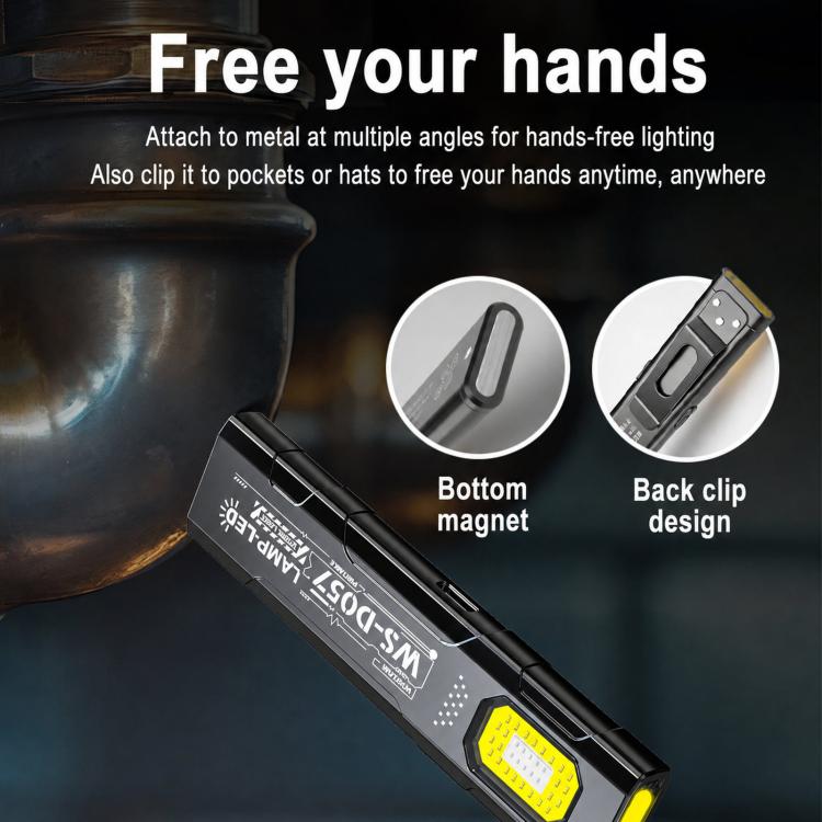 Black LED work light with bottom magnet base and back clip design