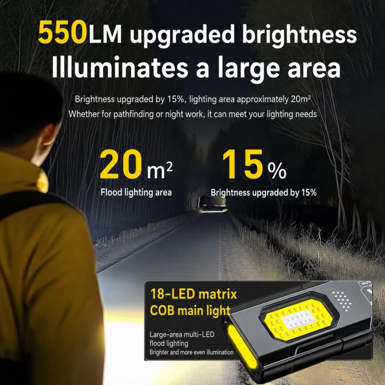 Black LED work light with yellow COB LED matrix for wide area illumination