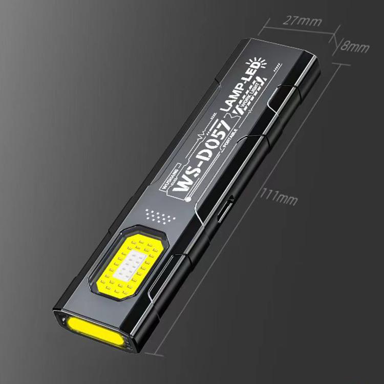 Black compact LED work light with yellow COB panel and slim profile