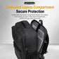 Men's black laptop backpack with dedicated rear laptop compartment and zip closure