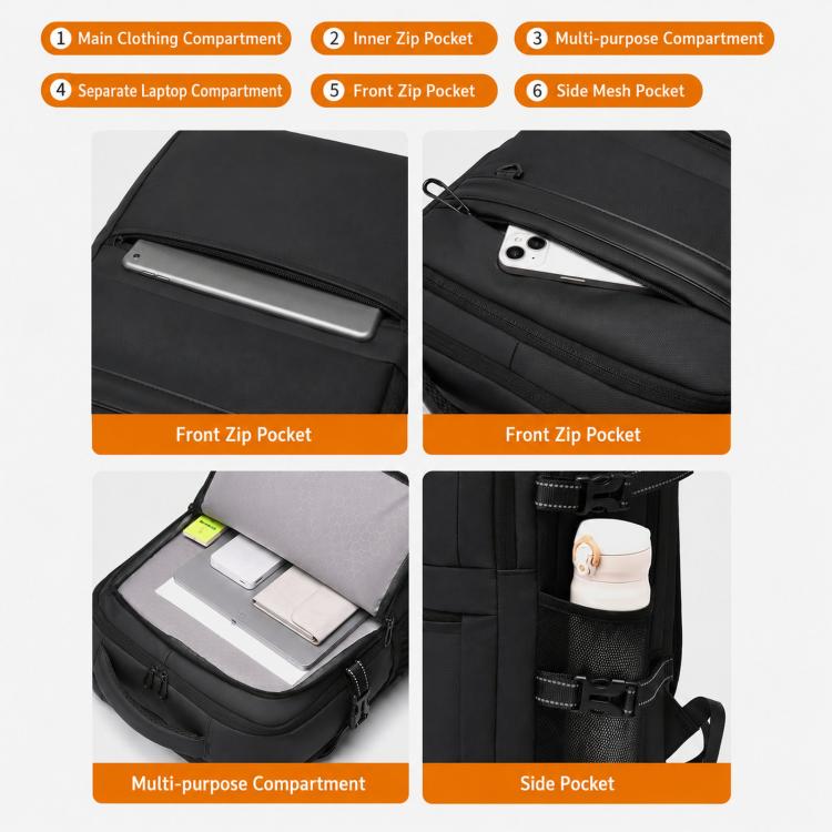WEIXIRE B929 Men Business Backpack for Short Trips Lightweight Large-Capacity Laptop Bag
