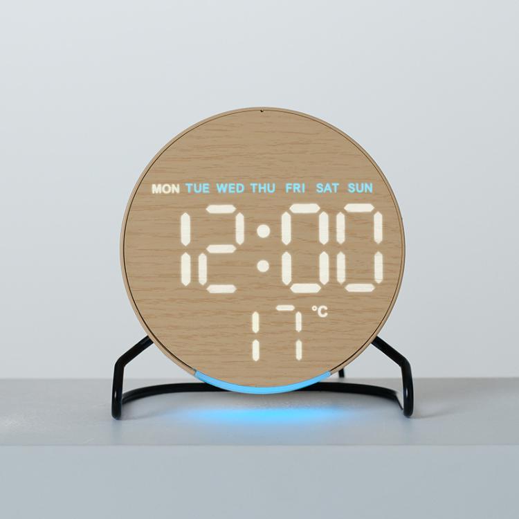 Aesthetic LED Digital Desk Clock Bedside Alarm Clock With Bottom Ambient Light, Countdown Timer, Date And Temperature