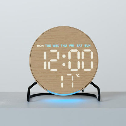 Aesthetic LED Digital Desk Clock Bedside Alarm Clock With Bottom Ambient Light, Countdown Timer, Date And Temperature