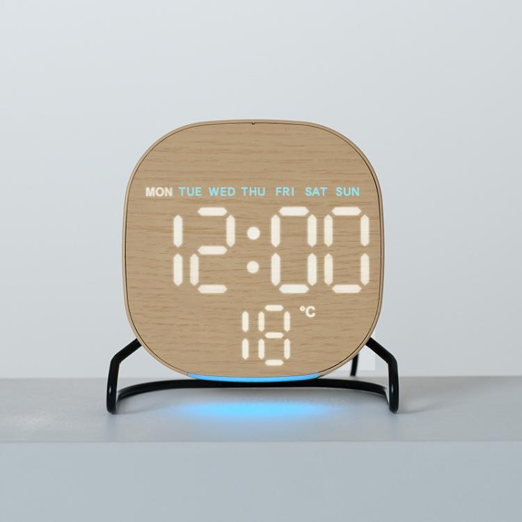 Aesthetic LED Digital Desk Clock Bedside Alarm Clock With Bottom Ambient Light, Countdown Timer, Date And Temperature