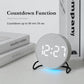 Aesthetic LED Digital Desk Clock Bedside Alarm Clock With Bottom Ambient Light, Countdown Timer, Date And Temperature
