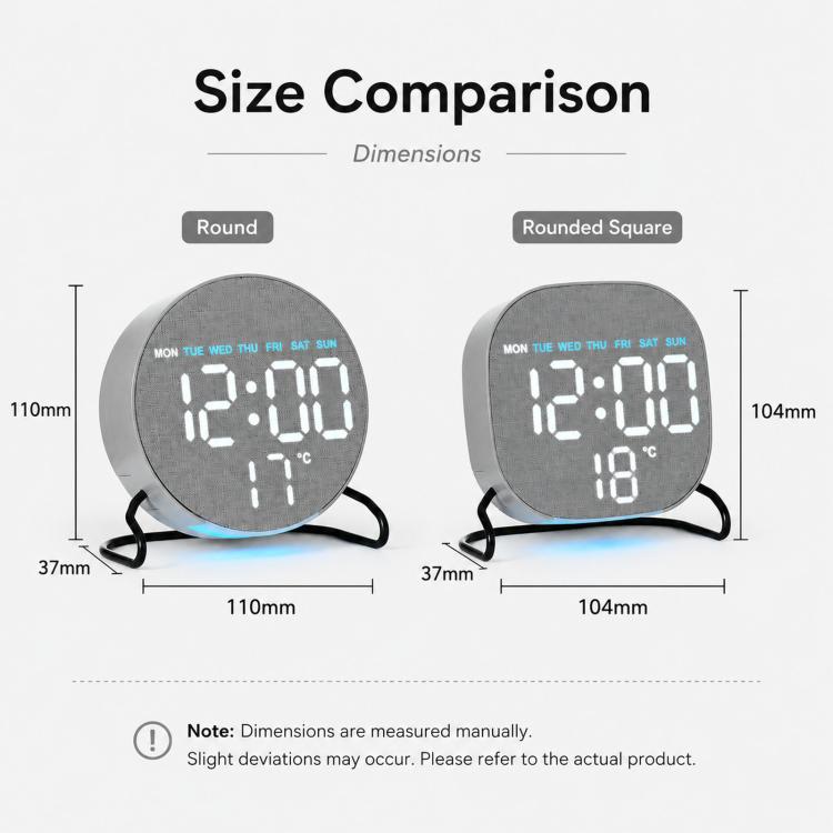 Aesthetic LED Digital Desk Clock Bedside Alarm Clock With Bottom Ambient Light, Countdown Timer, Date And Temperature