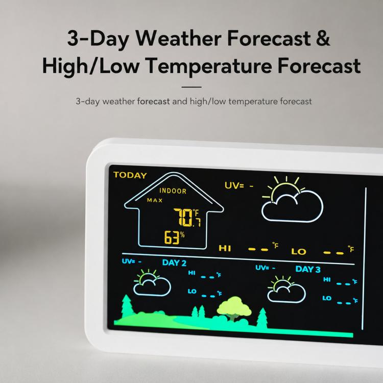 Wireless Weather Station Clock with Outdoor Sensor Digital Wall Clock Barometric Local Weather Forecast Bedside Alarm Clock