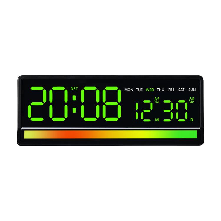 LED Digital Alarm Clock with Sound-Activated RGB Light Large Display with Date/Day/Temperature Support USB Output