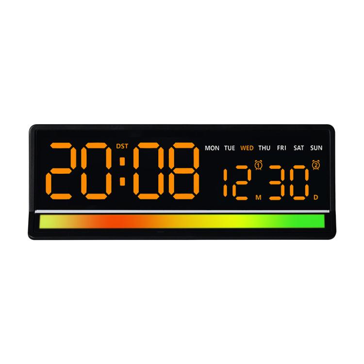 LED Digital Alarm Clock with Sound-Activated RGB Light Large Display with Date/Day/Temperature Support USB Output