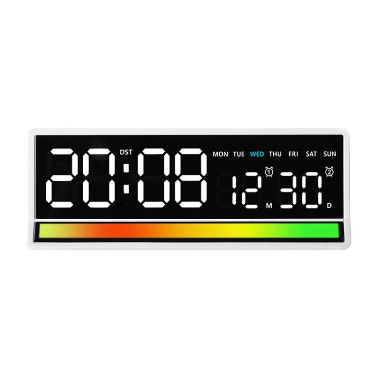 LED Digital Alarm Clock with Sound-Activated RGB Light Large Display with Date/Day/Temperature Support USB Output