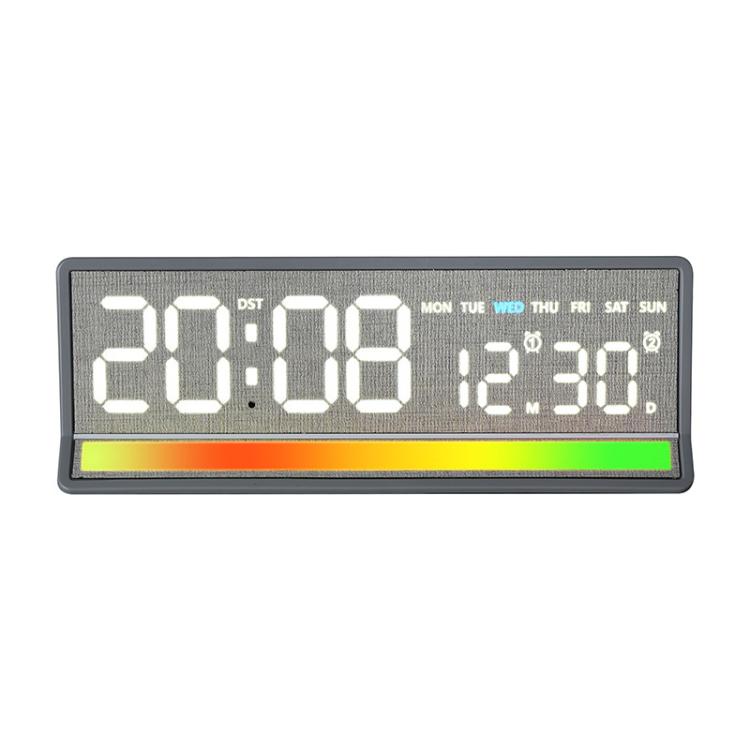 LED Digital Alarm Clock with Sound-Activated RGB Light Large Display with Date/Day/Temperature Support USB Output