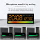 LED Digital Alarm Clock with Sound-Activated RGB Light Large Display with Date/Day/Temperature Support USB Output